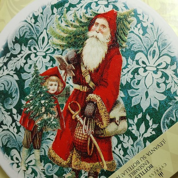 Cypress Home Boxed Set Christmas Wine Coaster Trivet & Blue Bottle Stopper - Picture 5 of 5